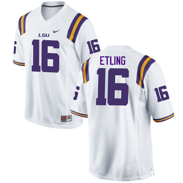 Men LSU Tigers #16 Danny Etling College Football Jerseys Game-White - Click Image to Close